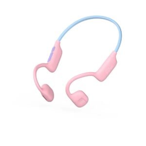 myFirst AirWaves Wireless Headphones| Kids Safe Air Conduction Bluetooth Headphones, 85dB Volume Safe, Open Ear Design, Comfortable, Ultra LightWeight, IPX5, 14 Hrs Playtime - Pink
