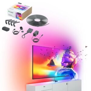 Nanoleaf 4D TV Screen Mirror Camera & LED Lightstrip 5.2m Kit| Backlight for up to 85" TV Monitor, Camera Mount, WiFi Smart LED RGBIC, Music React, works w/ Apple HomeKit, Alexa, Google, SmartThings