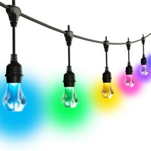 Nanoleaf Matter Smart Multicolor Outdoor String Lights Starter Kit 49ft (15m)| 20 Addressable RGBWIC LED Lights, Extendable up to 45m, 16M+ Colors, for Outdoor, Patio, Lawn, Party Set-up - 15meters