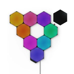 Nanoleaf Shapes Hexagon Limited Edition Ultra Black Starter Kit - Smart WiFi LED Panel System, 16M+ Colors, Low Energy, for Gamers, Vloggers, Influencers, Entertainment, Living Room - Black, 9PK
