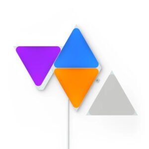 Nanoleaf SHAPES Triangles Starter Kit - Smart WiFi LED w/ Music Visualizer, Instant Wall Decor, Home or Office Use, for Gamers, Design Concept, 16M+ Colors, Low Energy Consumption - White - 4 packs