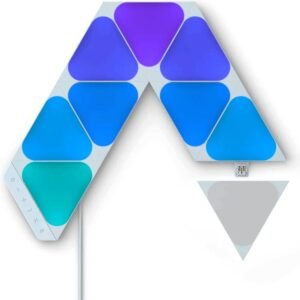 Nanoleaf SHAPES Triangles Mini Starter Kit | Smart WiFi LED Panel System w/ Music Visualizer, Instant Wall Decoration, Home or Office Use, 16M+ Colors, UK 3-Pin Plug Type - White - 9 packs