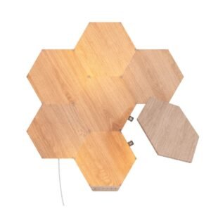 Nanoleaf ELEMENTS Hexagons Starter Kit Birchwood - Smart WiFi LED Panel System w/ Music Visualizer, Instant Wall Decoration, Home or Office Use, 16M+ Colors, Low Energy Consumption - 7 packs