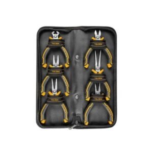 Tolsen 6-Piece Mini Pliers Set - 4.5-Inch Combination Diagonal Long Nose Bent Nose End Cutting Needle Pliers with Canvas Bag for Electronics Jewelry Crafts