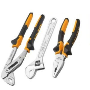 Tolsen 3-Piece Essential Tool Set - Combination Pliers Water Pump Pliers and Adjustable Wrench Kit with Nickel Plated Finish for Home Automotive Repair