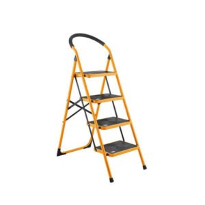Tolsen 4-Step Industrial Steel Folding Ladder TLSN-62684 | Heavy-Duty 150 KG Load Capacity Step Ladder with Safety Lock, Anti-Slip Treads & Stable Frame for Home, Workshop & Industrial Use